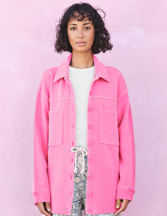 Oversized Shacket in Pigment Hot Pink