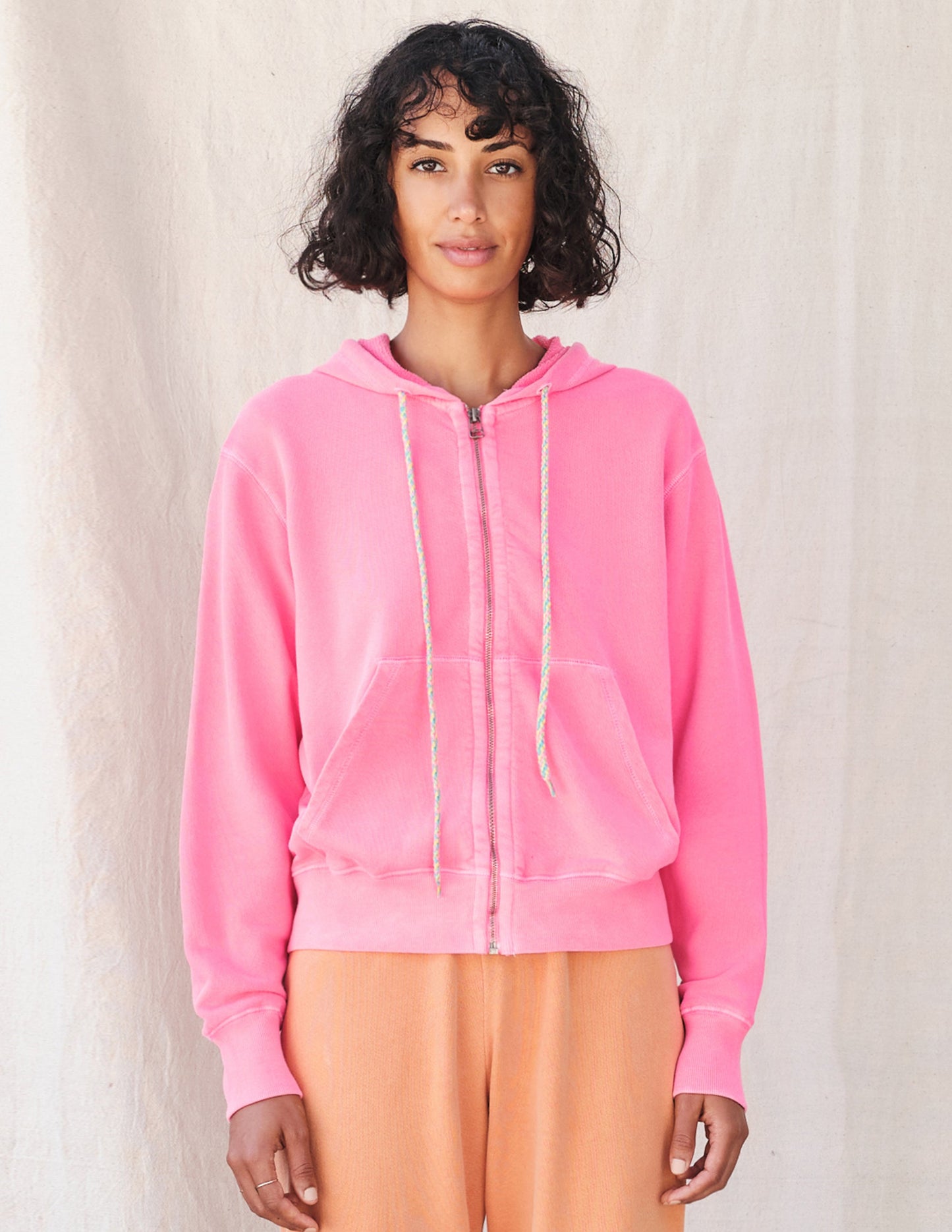 Zip Hoodie with Pockets in Hot Pink