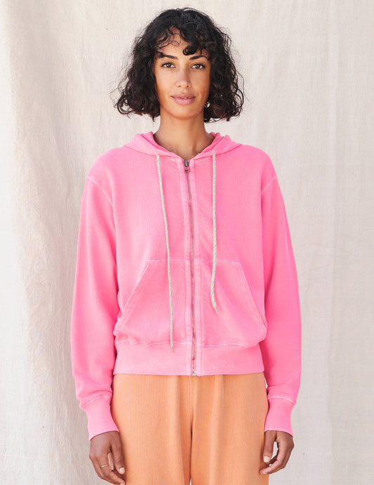 Zip Hoodie with Pockets in Hot Pink