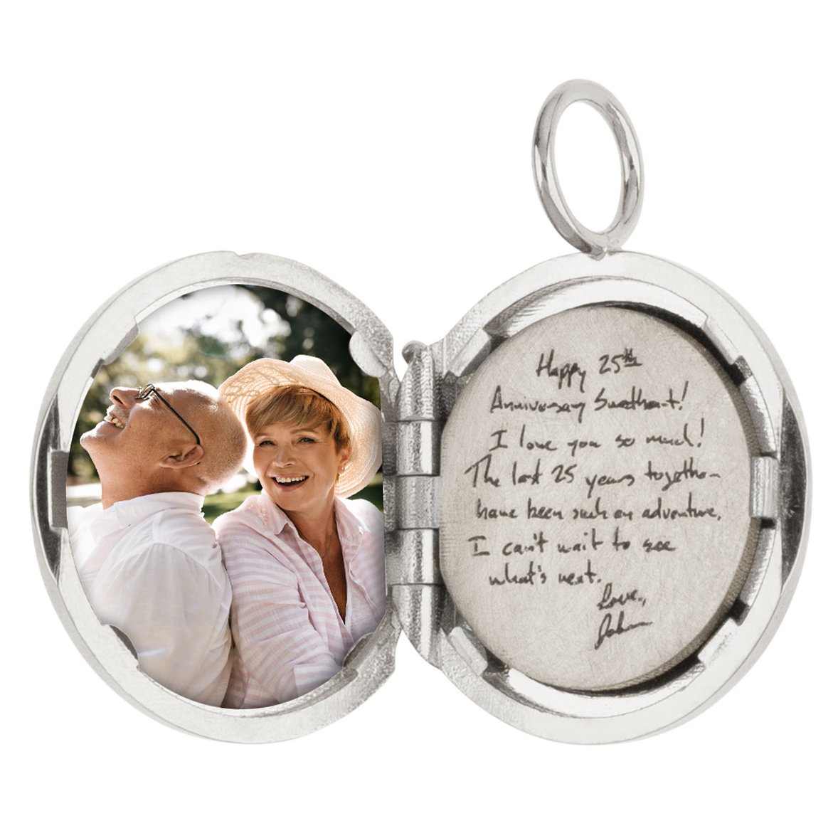 Sterling Round Locket with Diamonds + Personalized Page