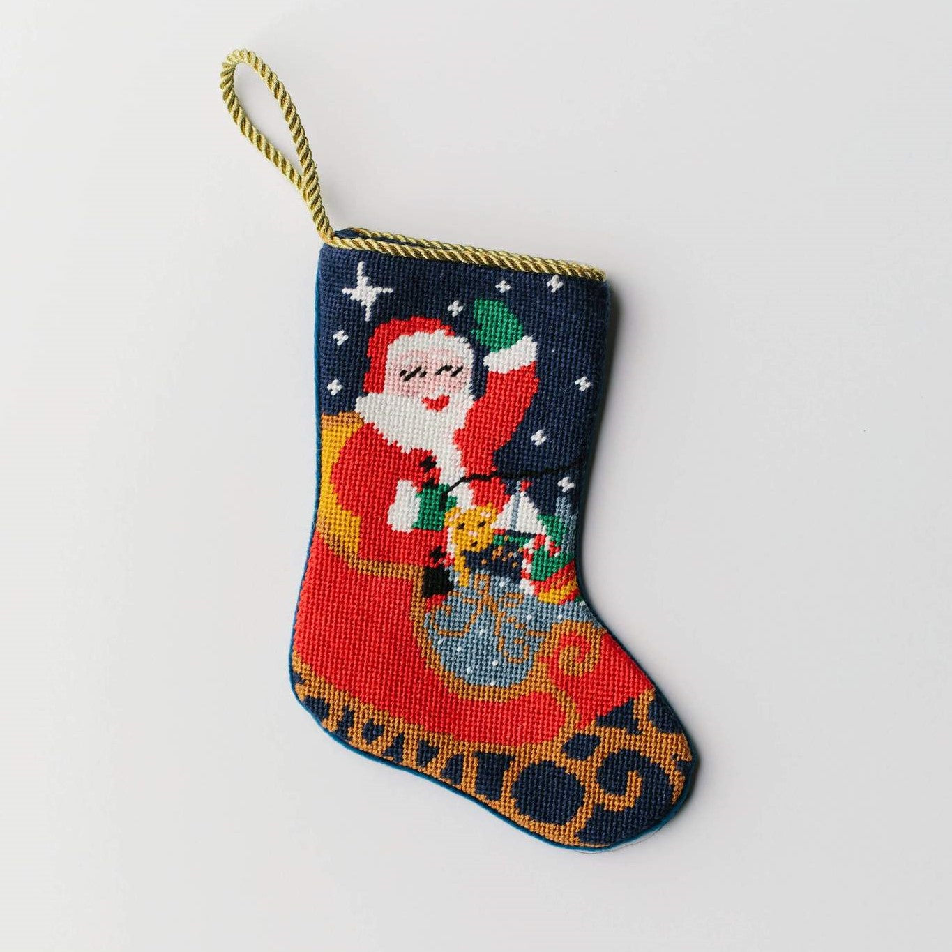 Needlepoint Stocking - Santa's Sleigh Ride