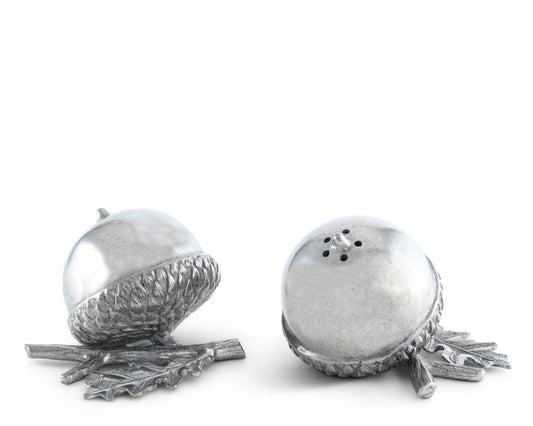 Pewter Salt & Pepper Set - Acorn Oak Leaf