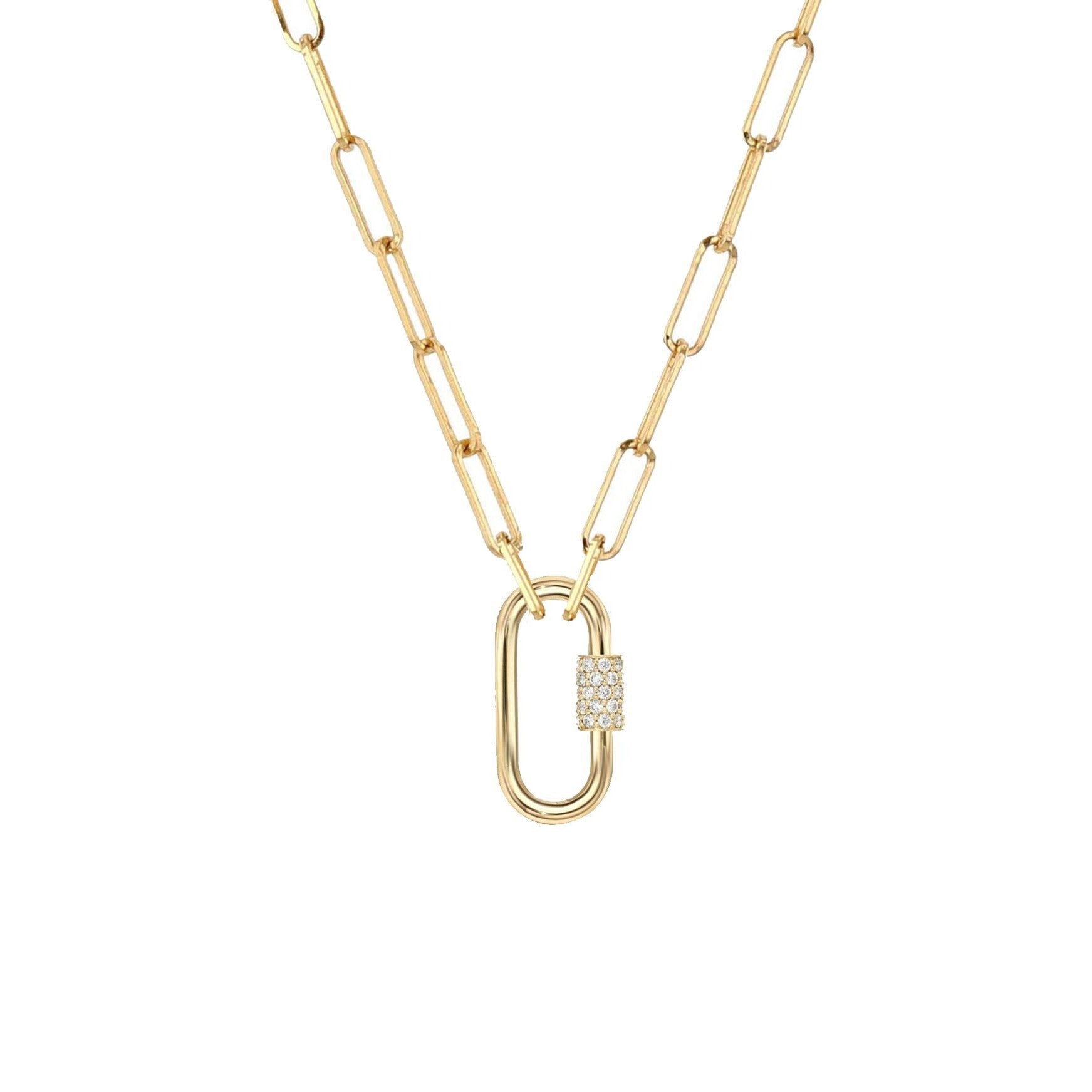 14k yellow gold diamond charm clip necklace
