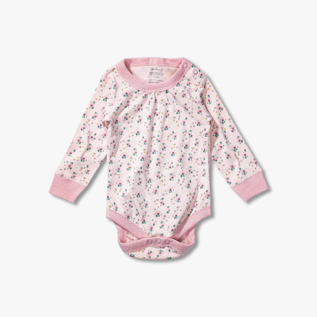 Floral Organic Cotton Baby Bodysuit - Honeysuckle
