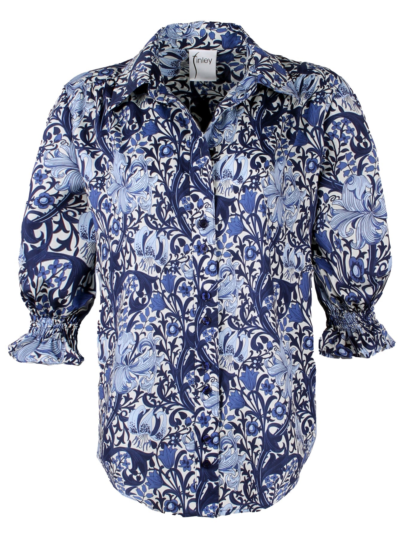 Cotton Shirt - Sirena Blue Iris Print